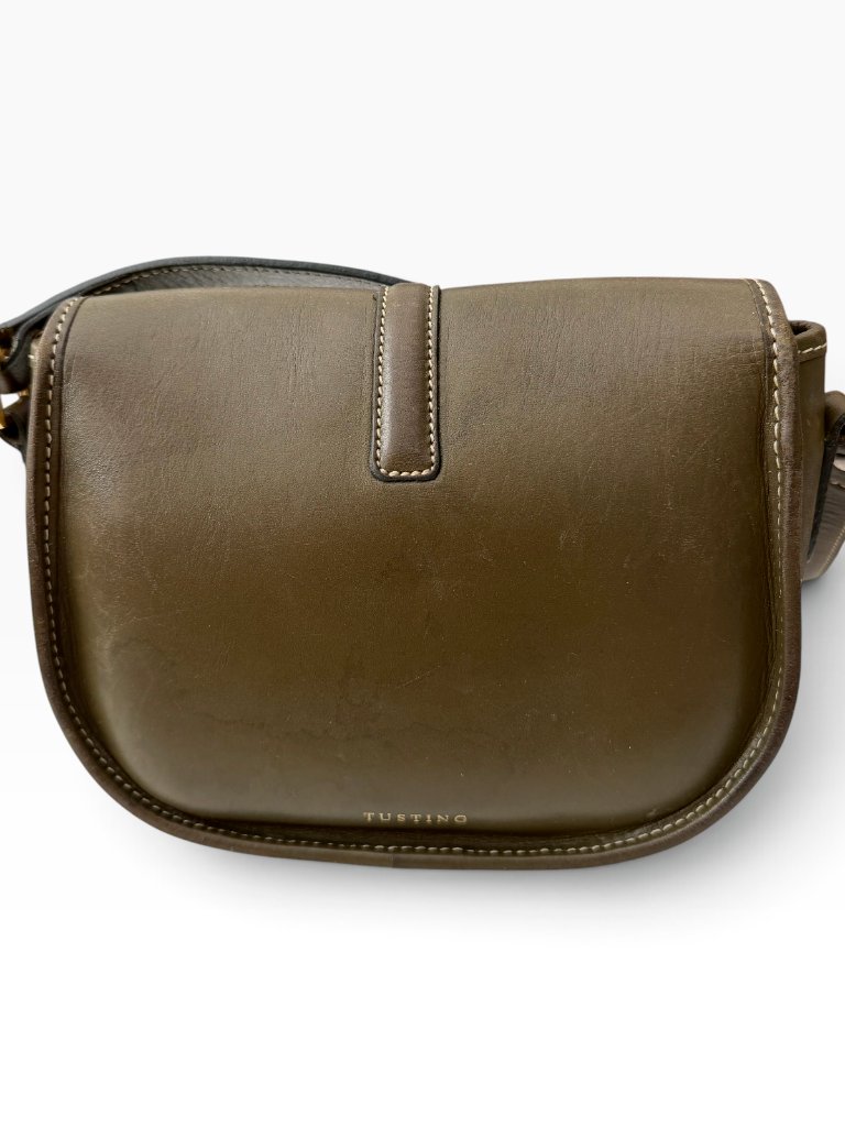 Tusting Cardington Leather Saddle Crossbody Bag Olive Handmade England Vintage — image 5 of 8